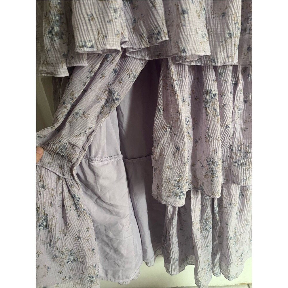 ASTR the Label Maxi Dress Emporia Lavender Floral Chiffon Wedding Guest size L - Picture 8 of 12